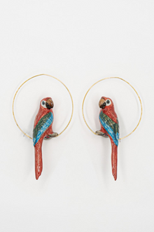  Red Parrot Hoop Earrings